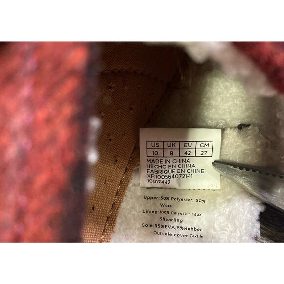 TOMS Belmont Red Plaid Slippers Flats Women Size 10 Casual Faux Shearling Wool - Picture 10 of 10